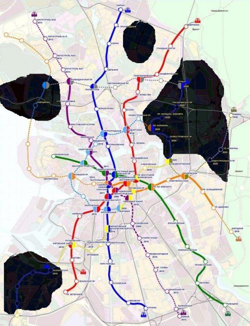 Карта будущих станций метро санкт петербурга