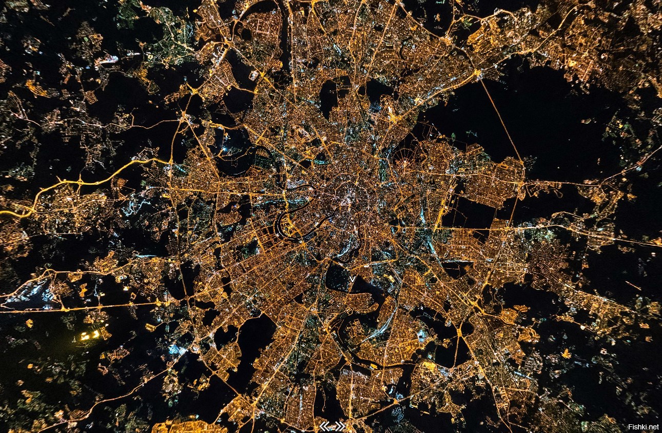 Фото ночная москва из космоса