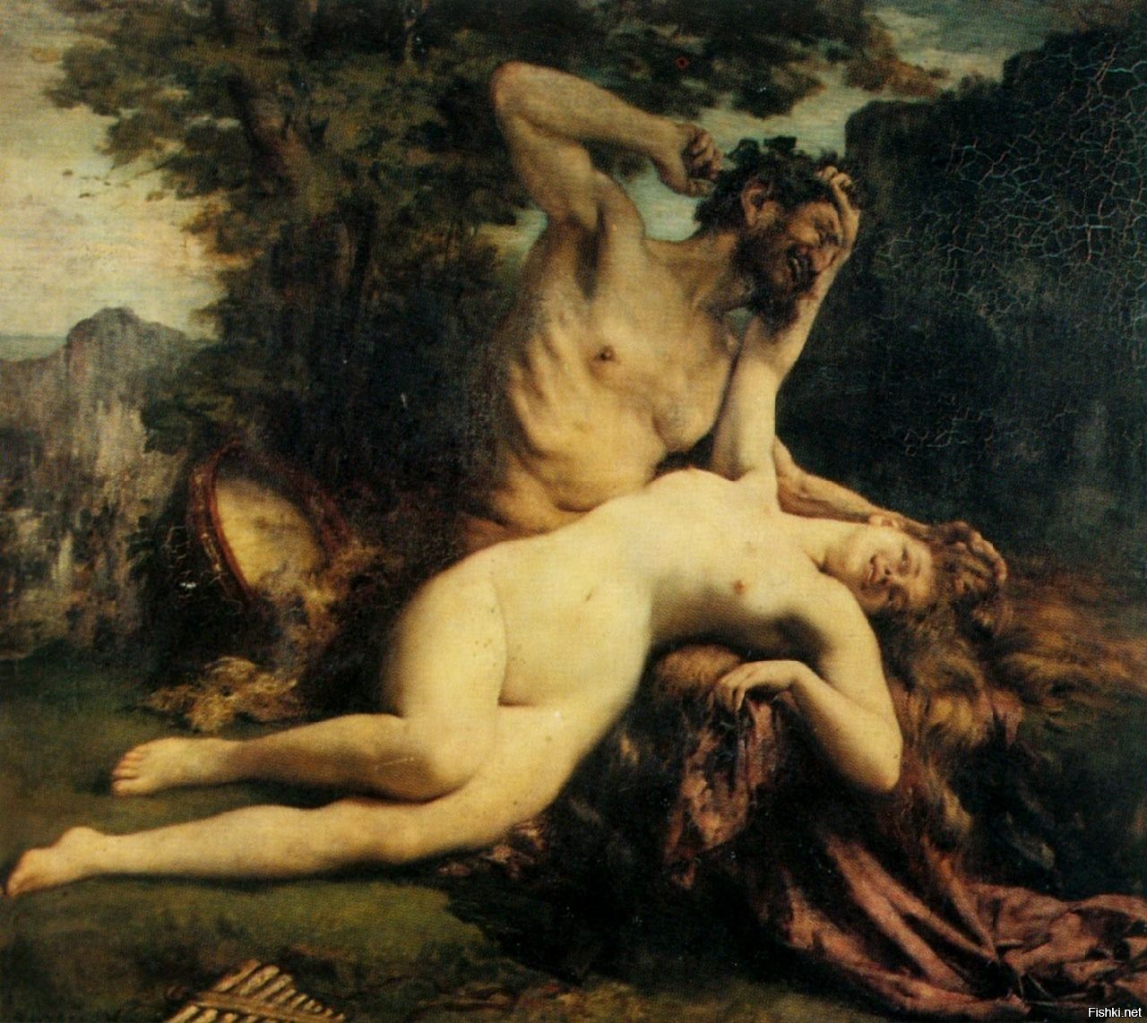 1874 Gervex Henri, Satyr playing with a bacchante. 