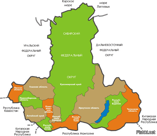 Политическая карта сибирского федерального округа