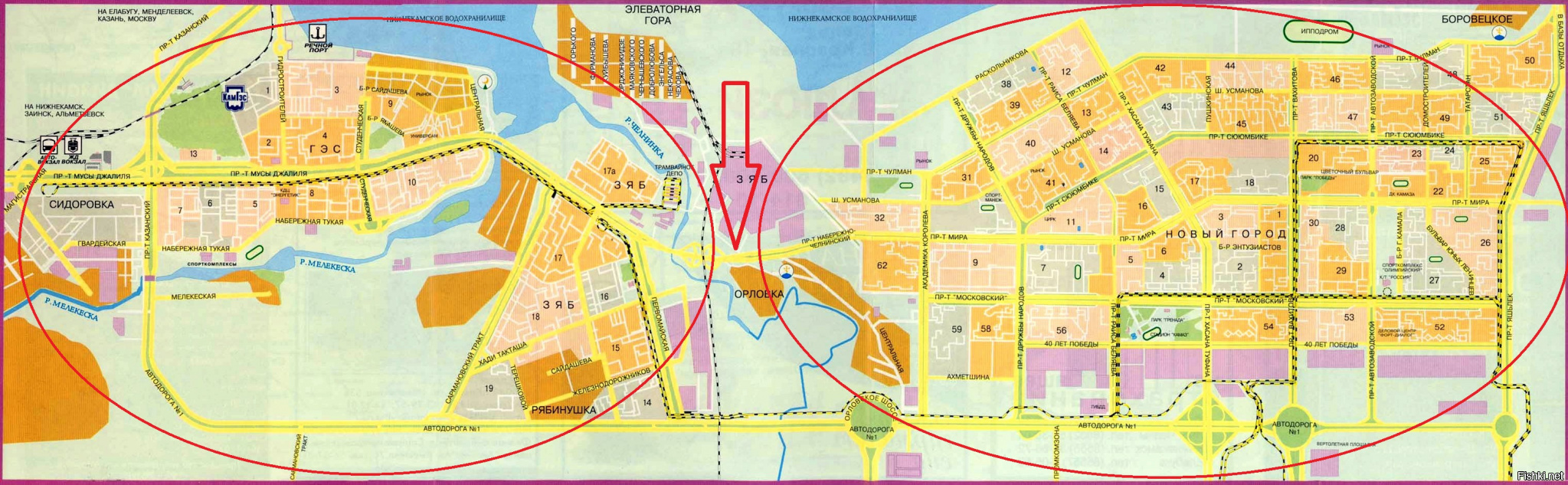 Карта города Набережные Челны