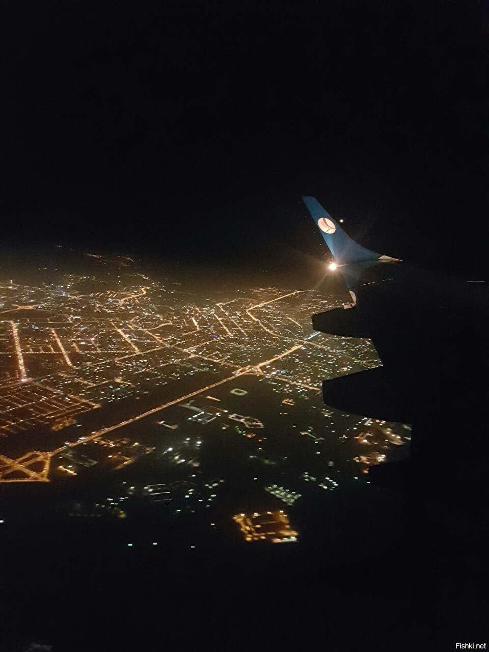 москва из самолета ночью зимой
