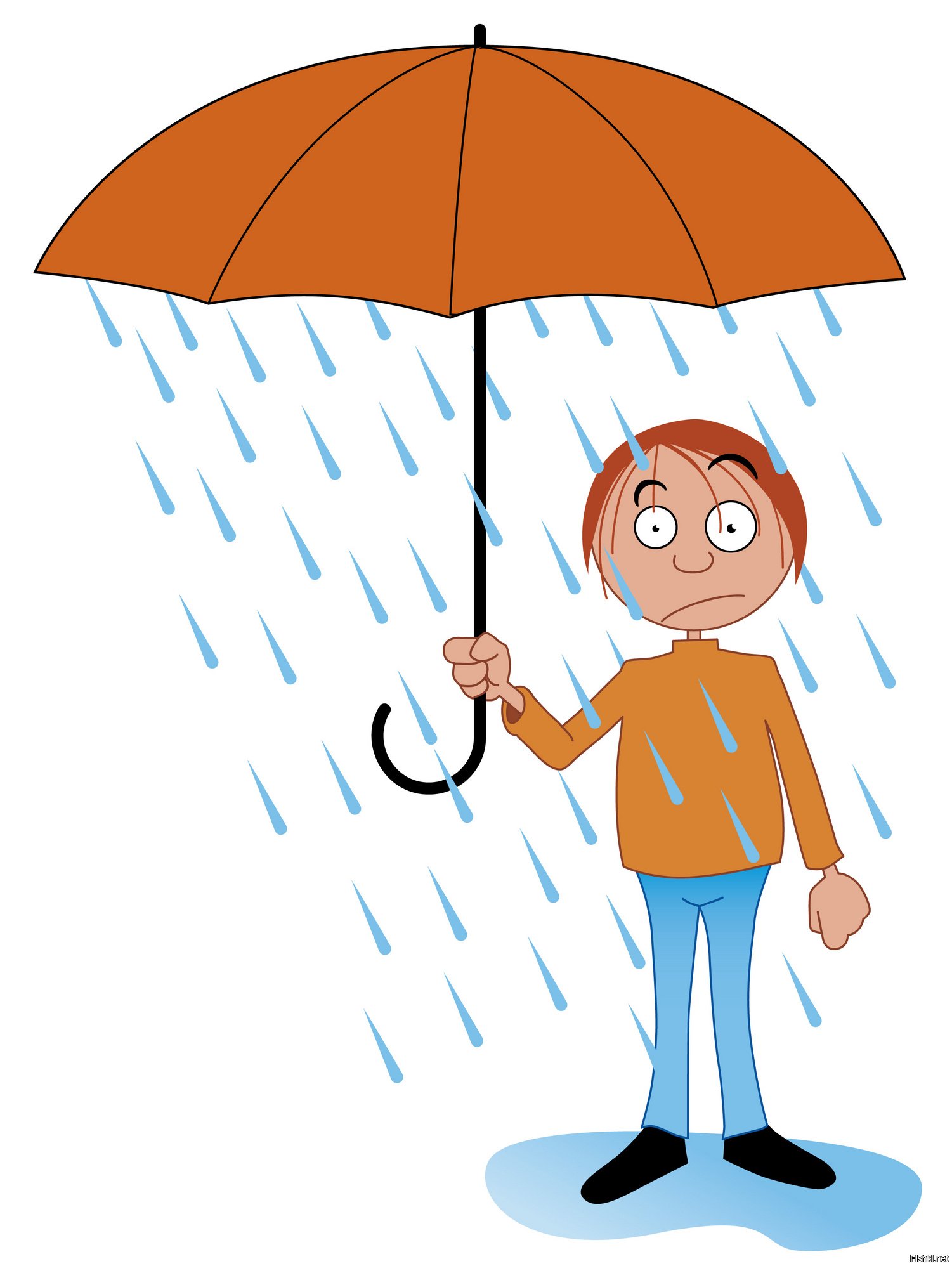 Карикатура человек с зонтом