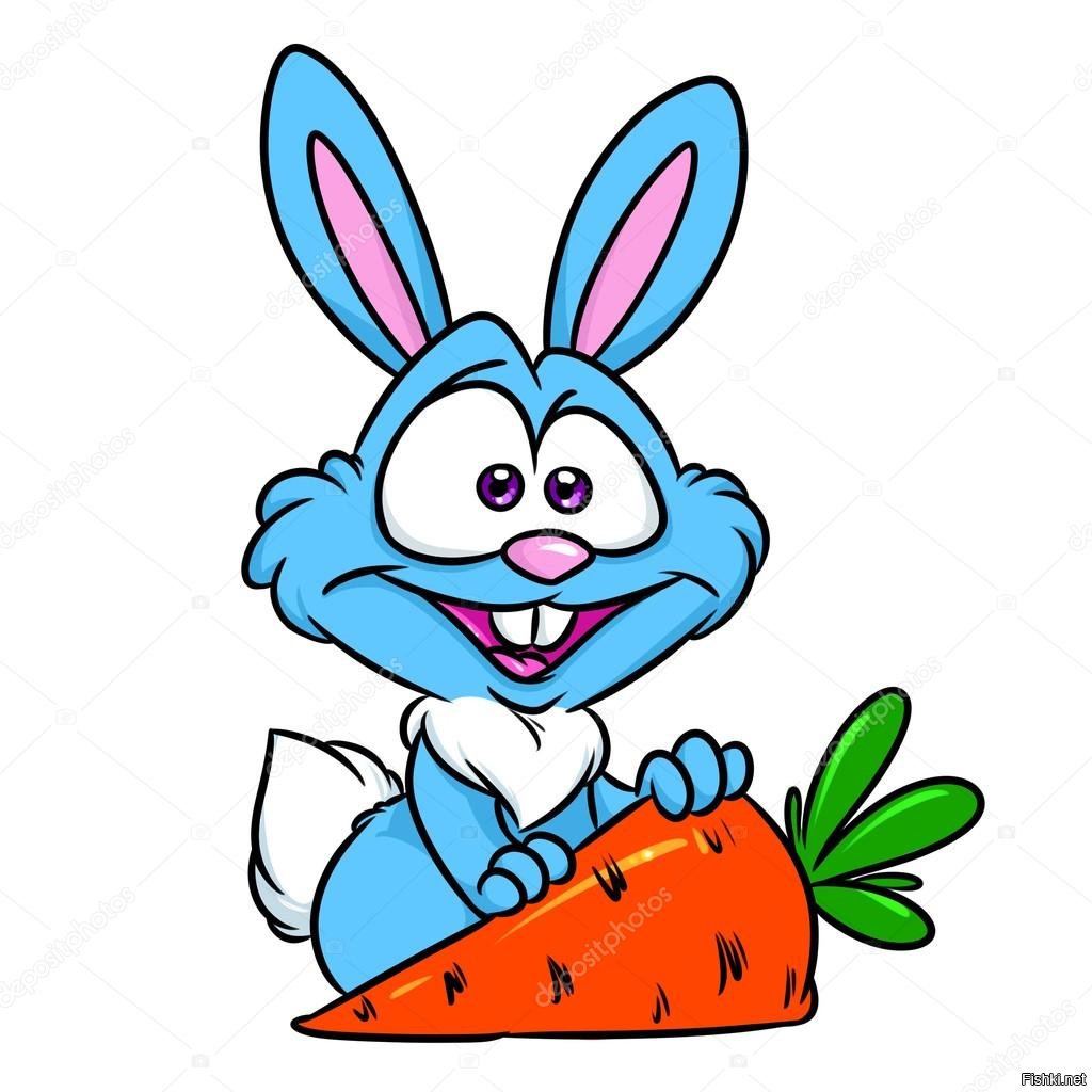 Мультяшный кролик с морковкой