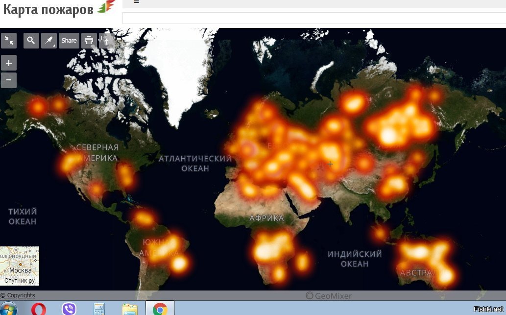 Карта пожаров мира онлайн