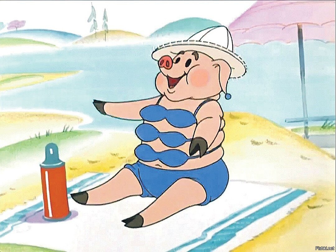 Свинка из ну погоди на пляже