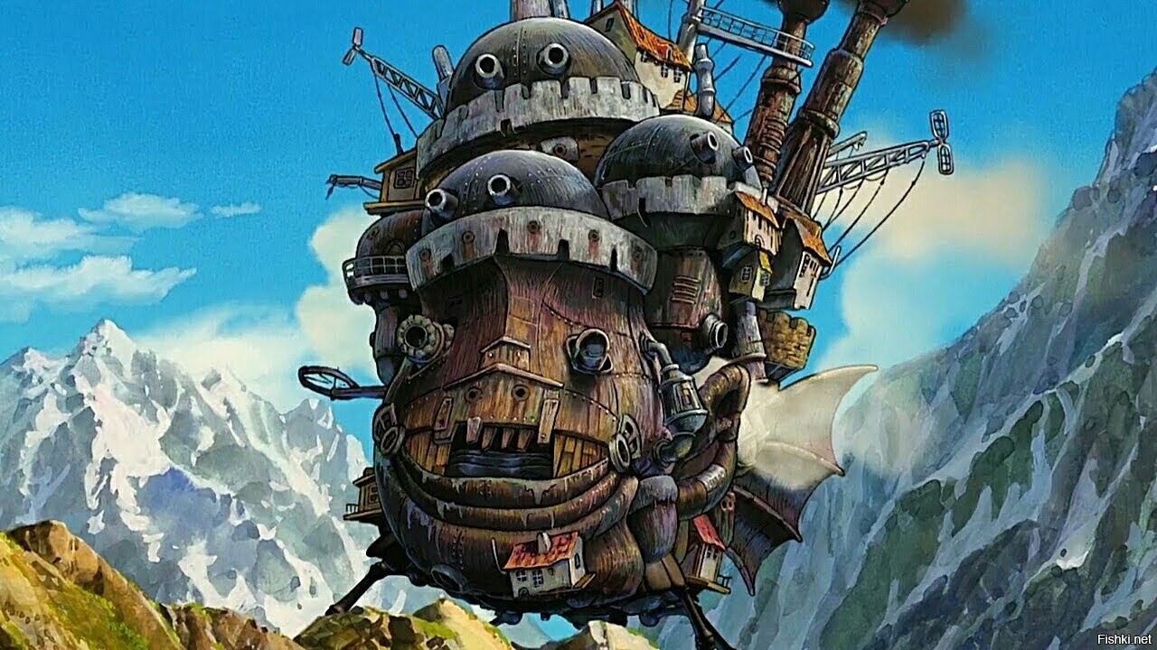 Moving castle watch. Мир Хаяо Миядзаки. Хаяо Миядзаки полет Castle. Ходячий замок. Ходячий замок Хаула арт.